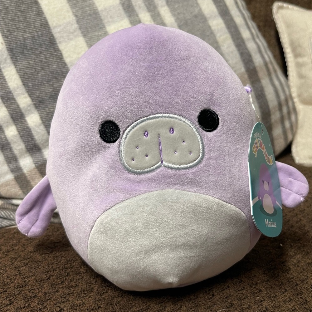 NWT squishmallows “marius” purple manatee 7” squish